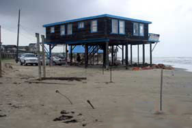Beach house on eroded beach